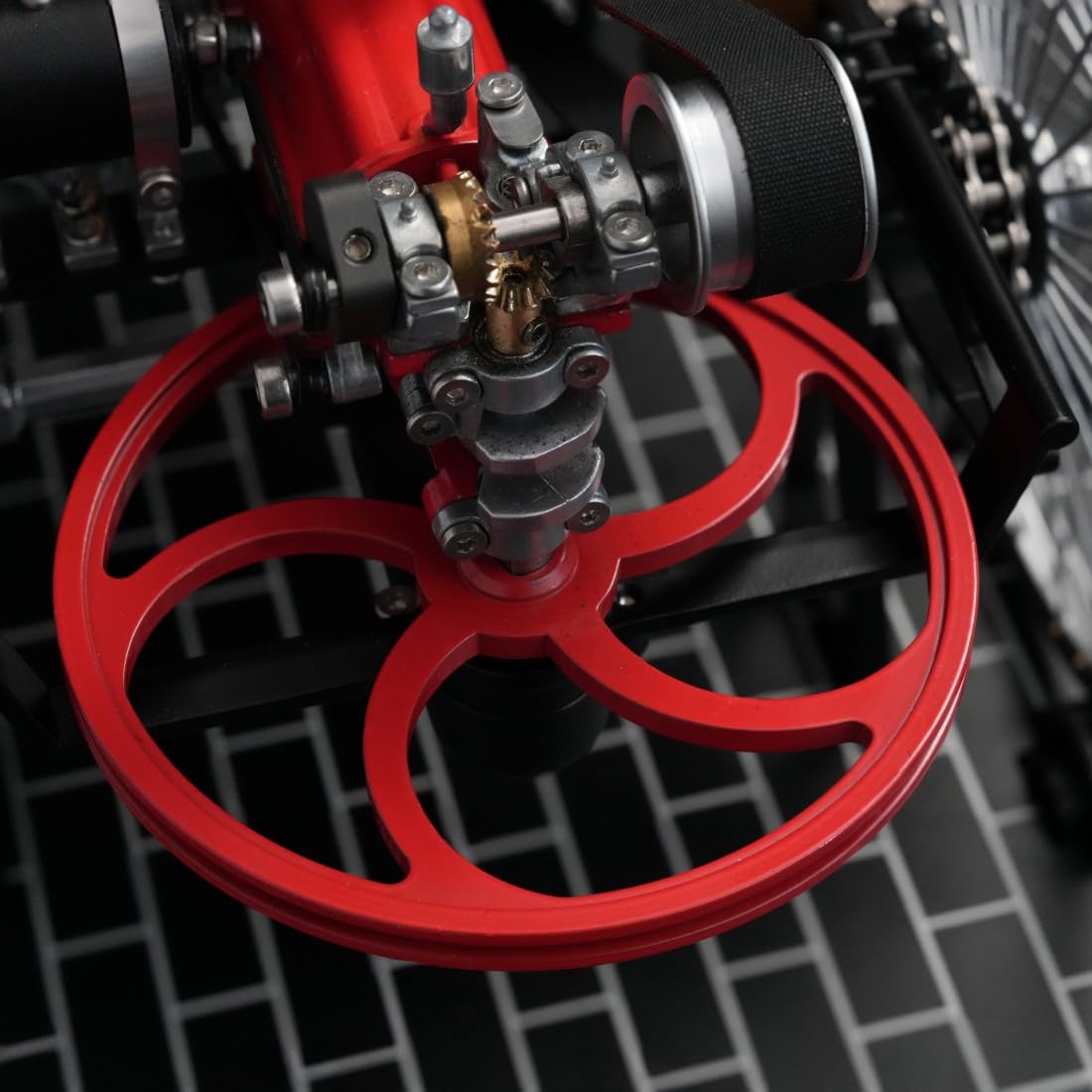 TECHING DM229 - Kit per modellino auto vintage a 3 ruote, in metallo, fai da te, motore meccanico STEM, set da collezione, oltre 430 pezzi per adulti