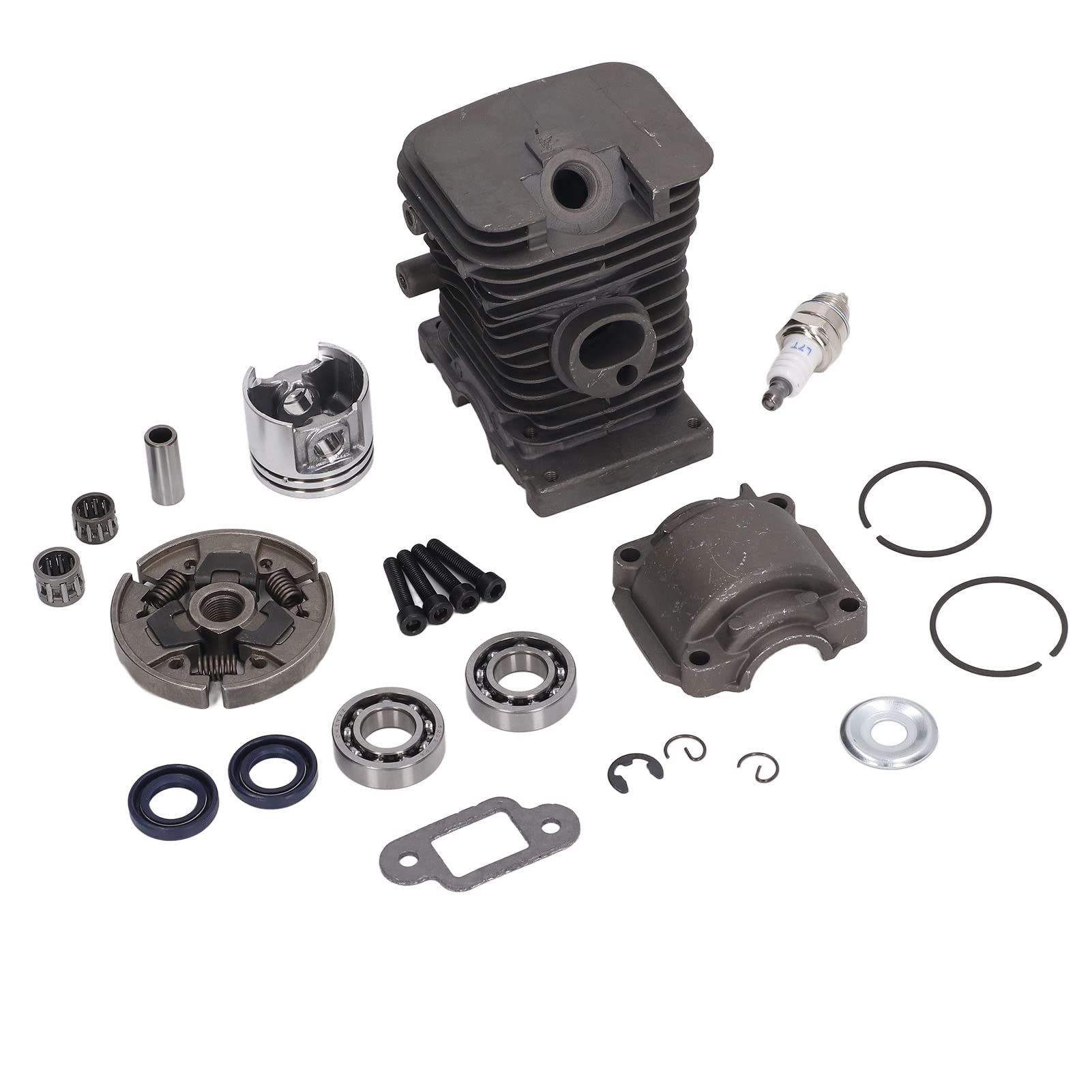 Wakects Cilindro per Motosega Set Cilindro in Ferro ABS per 017 018 MS170 MS180 Include Cuscinetti Viti Cuscinetto Ad Ago Candela per Riparazione Agricola Forestale