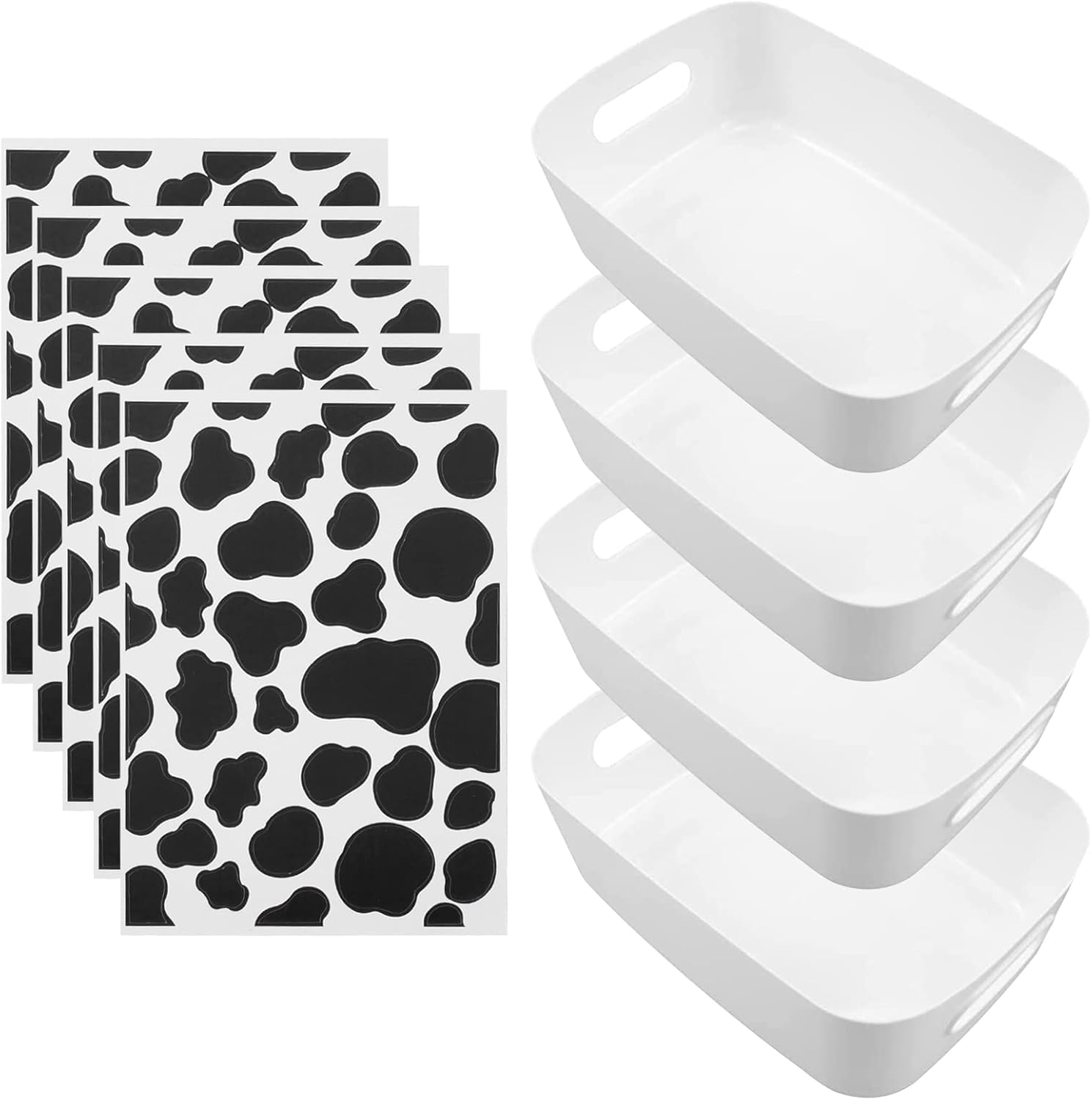 Doafoce 4 Pack Rectangular Organiser Storage Box Cupboard Storage Boxes