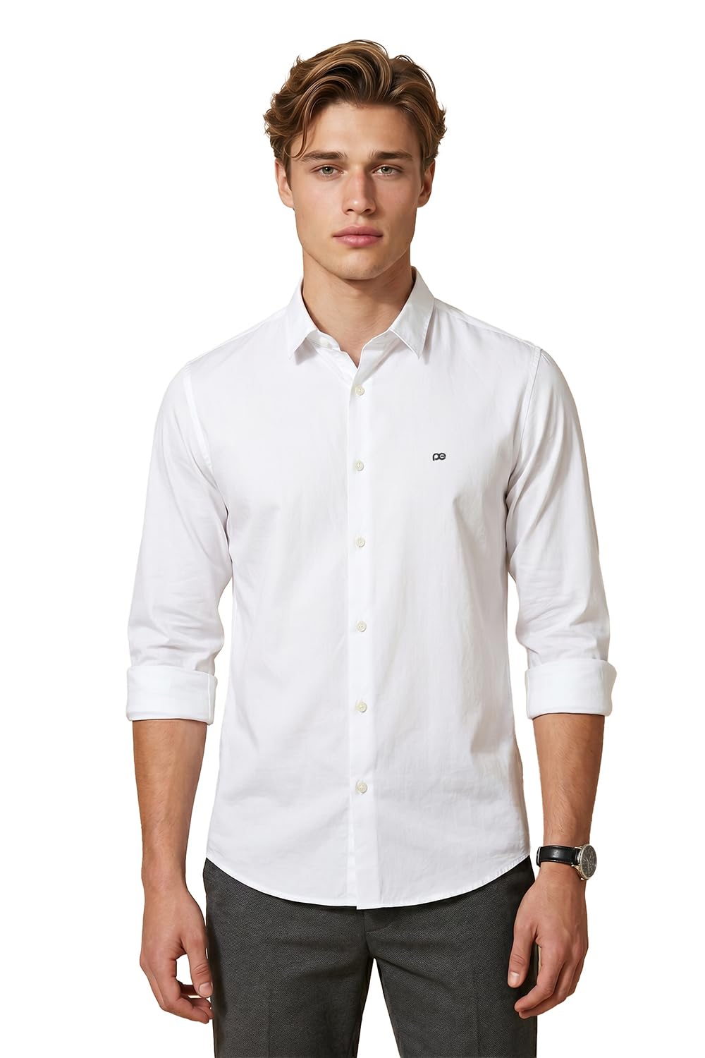 Peter England Men’s Slim Fit Full Sleeve Casual Shirt in Twill Weave Cotton