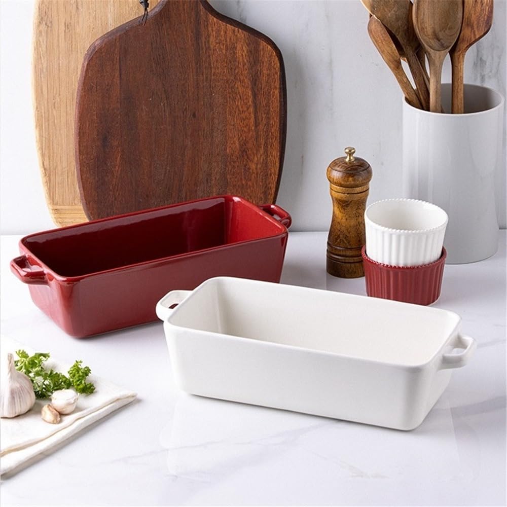 Plaque de cuisson à double oreille 1320 ml, résistante la chaleur Pain(Blanc)