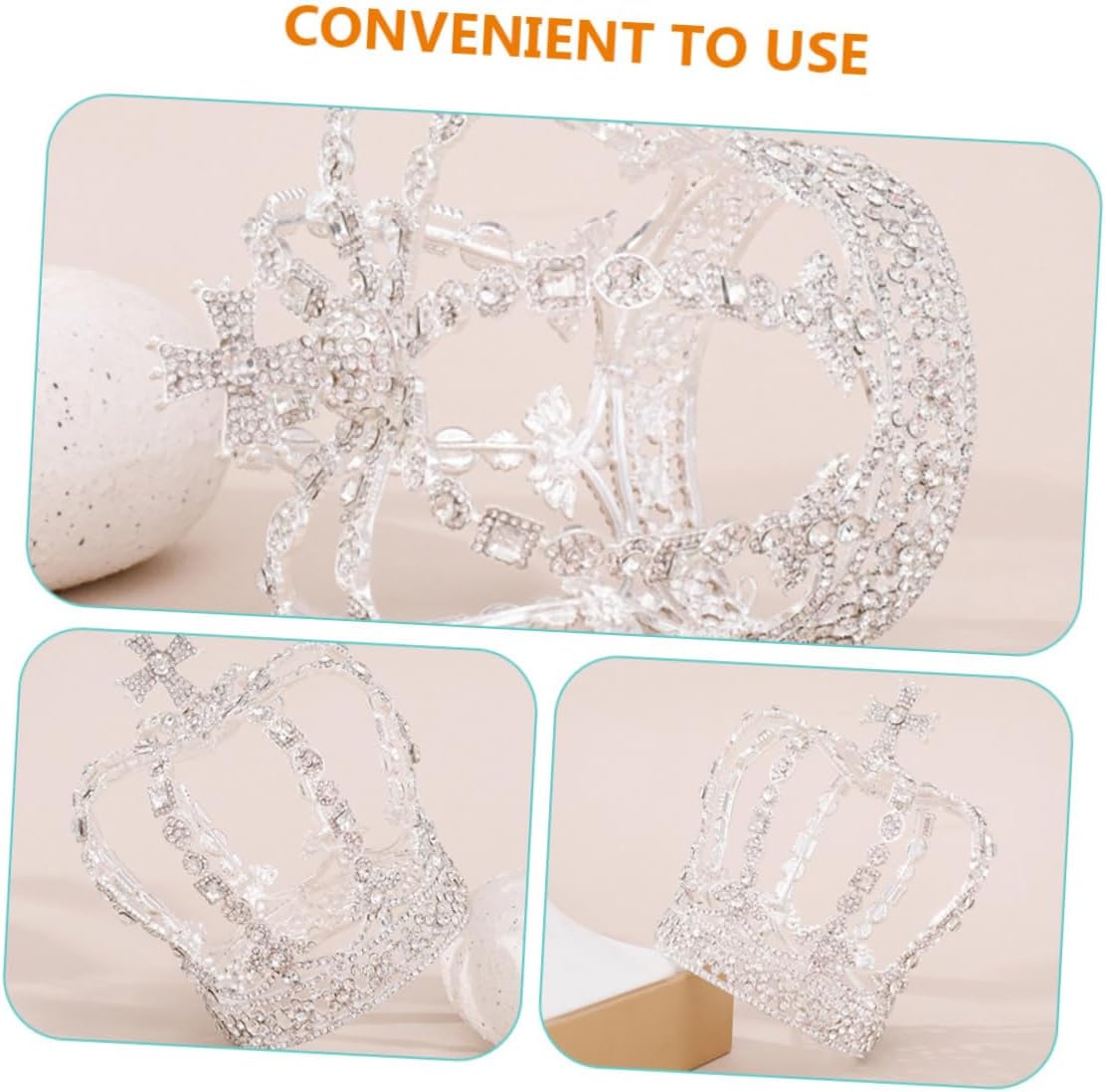 YARNOW Bridal Rhinestone Tiara Crown for Women, Delicate Continuous Large Crystal Wedding Headpiece, Elegant Bride Hair Accessory for Bridal Updo and Special Occasions