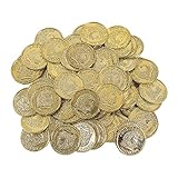 Plastic Gold Treasure Coins (Bulk 144 Coins) Pirate Halloween Costumes, Leprechaun and Novelty Toys