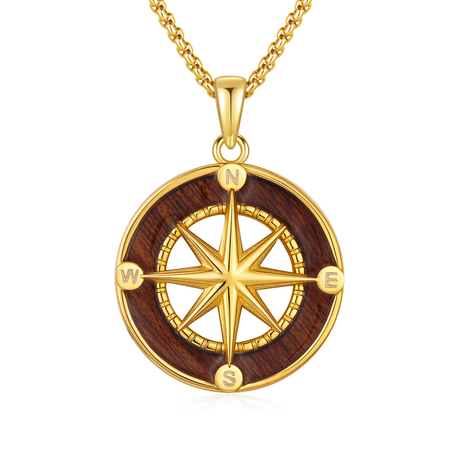 REDSUN Collana da donna in argento sterling 925, placcato oro 14 carati, con legno naturale, ebano, talismano, gioiello da viaggio, anima in legno, per donna, uomo, regalo di laurea, regalo di