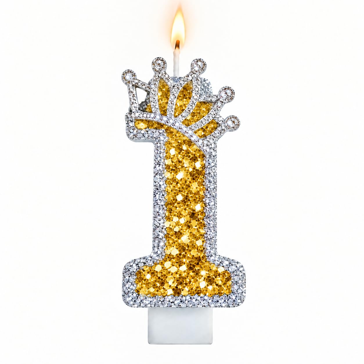 Birthday Candles, Candles for Cake, Glitter Birthday Candles Cake Candles Topper for Girls Baby Birthday Party Anniversary Birthday Party (Golden Diamonds, 1)