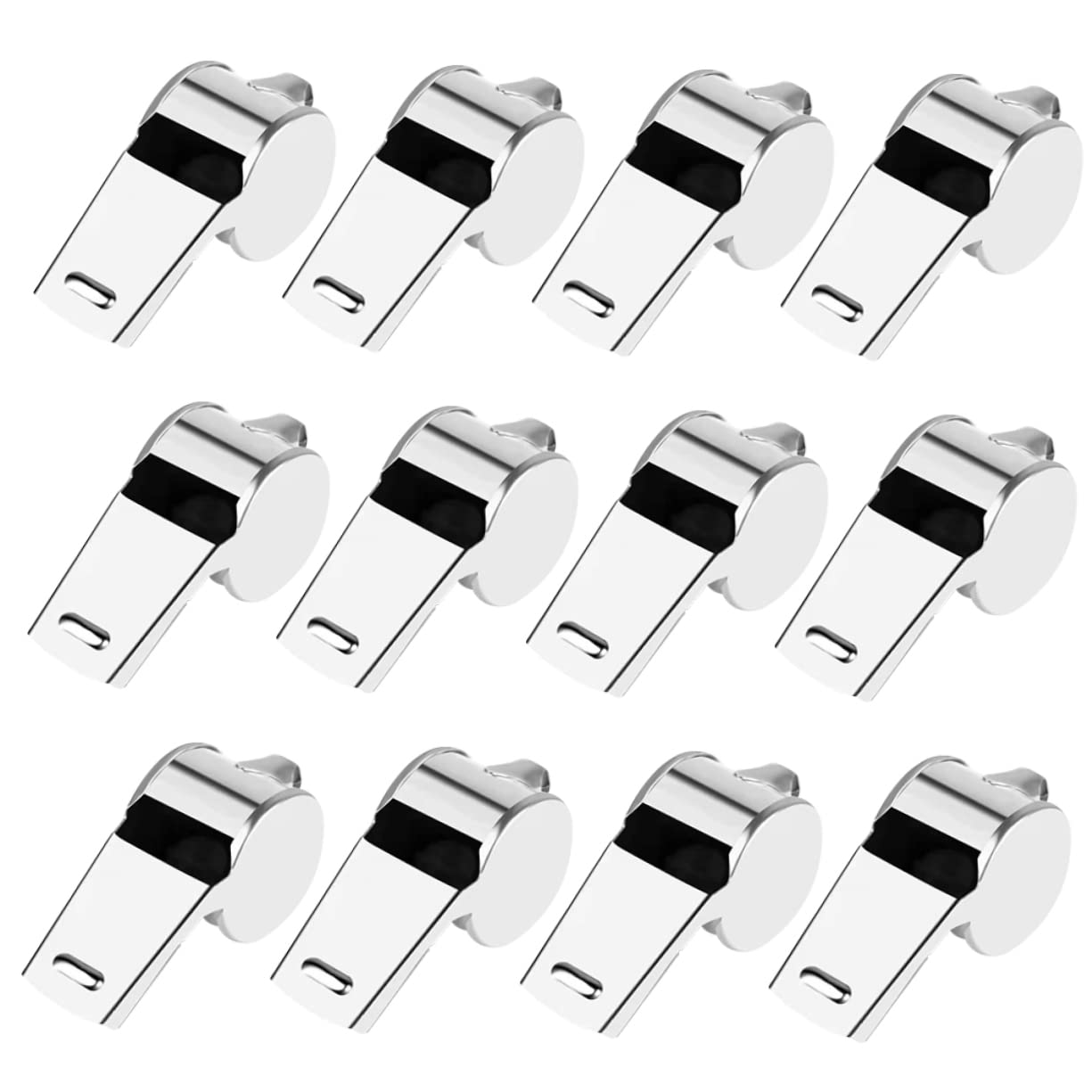 GALPADA Stainless Steel Metal Whistle Set 12 Pcs Games Whistle for Outdoor Sports Refereeing Survival