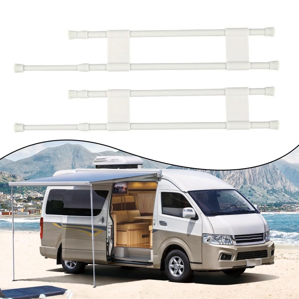 Yhenlovtt RV Refrigerator Bar Adjustable Tension Rods, Extendable 15.8-27.6 Inch PVC Metal, Secure Food and Drinks in Caravan or Camper(WHITE 40-70CM) — view 4