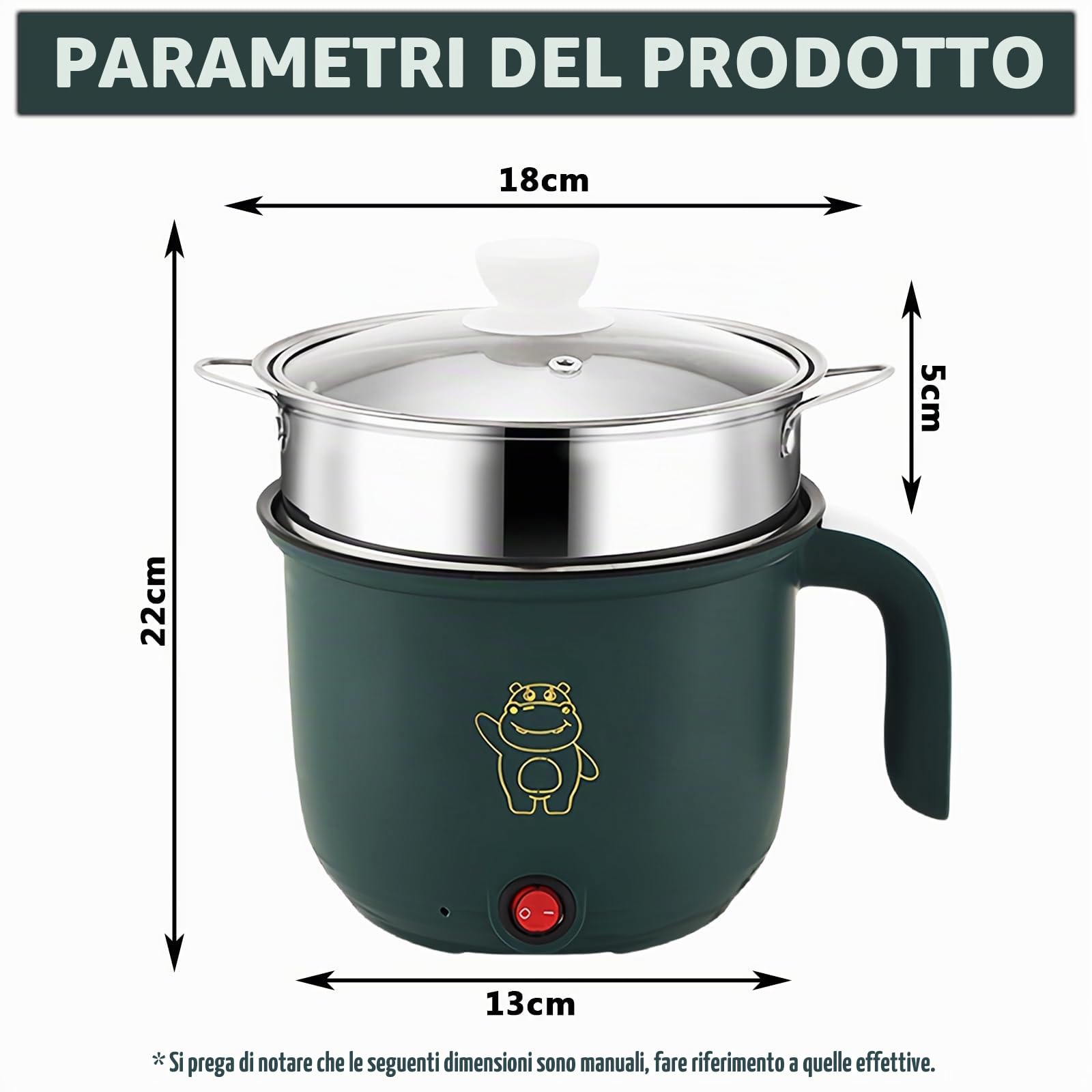 Padella elettrica, Mini elettrica calda pot, 1,8 litri elettrico caldo pot, portatile antiaderente multicooker, portatile veloce, pentola elettrica per casa ufficio sonno+vapore