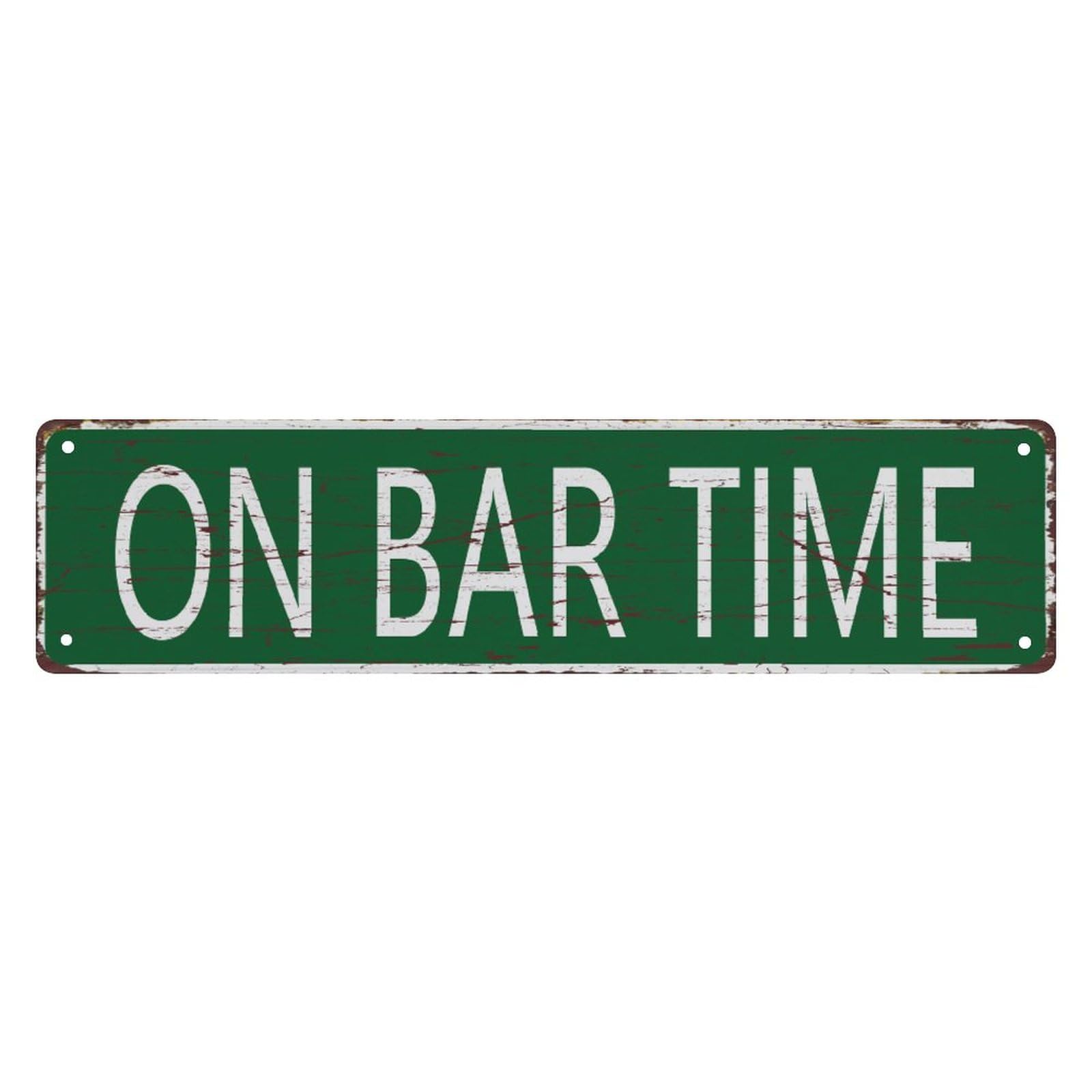 peiyeety Vintage Metal Tin Sign Decorative Wall Art For Home, Bar, Rustic Style, On Bar Time Themed Street Sign, Durable Waterproof Rustproof, Easy To Mount, 4x16 Inch