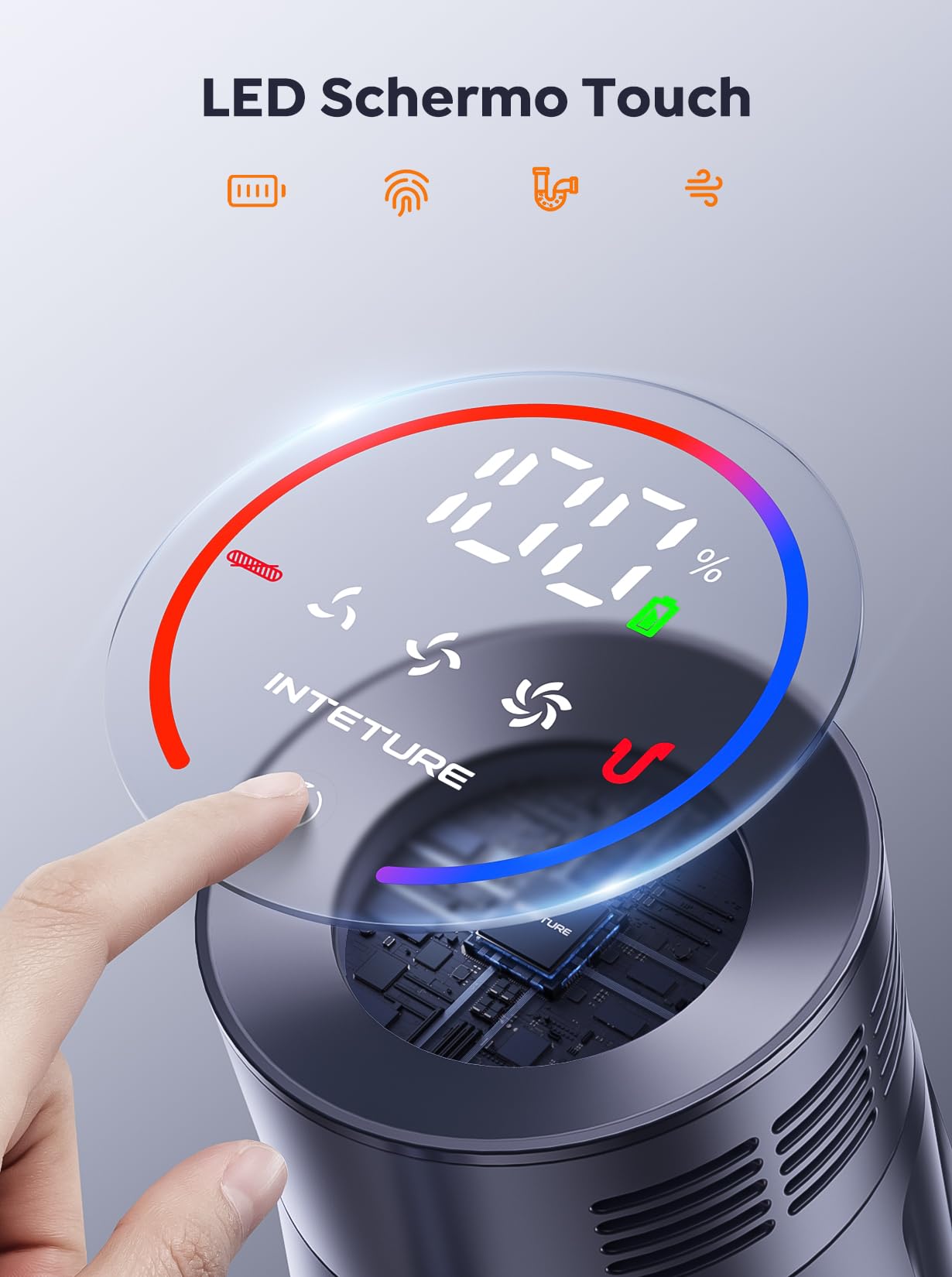 Aspirapolvere Senza Fili INTETURE 450W/40Kpa - 55 Min Autonomia, 1.5L, Anti-Groviglio - Foto 2