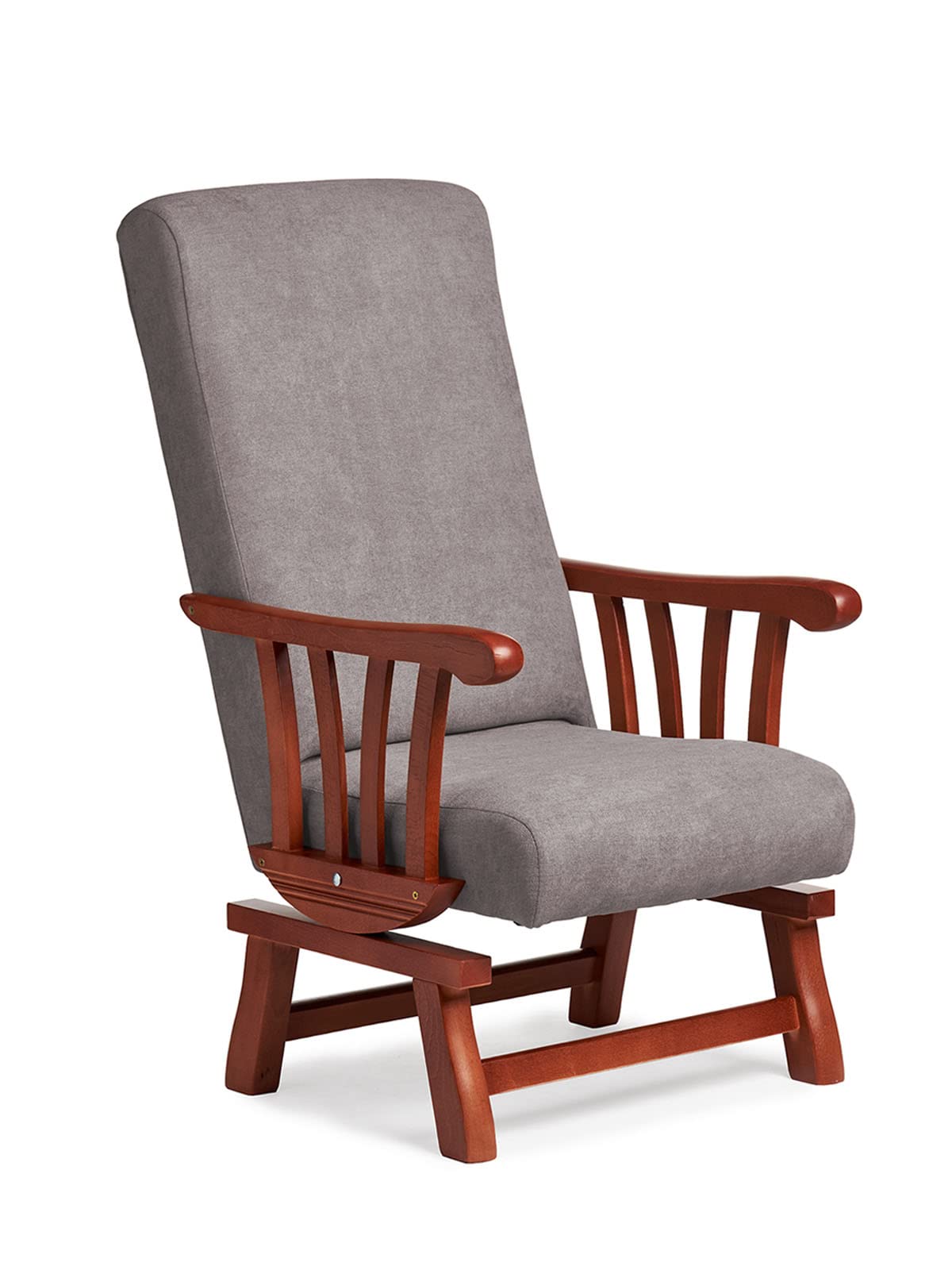 Mecedora clásica con Brazos de Madera de Haya, con Respaldo Recto. Ideal para Abuelita/Persona Mayor. Tamaño: 112x56x84 cm. (Cerezo, Gris)