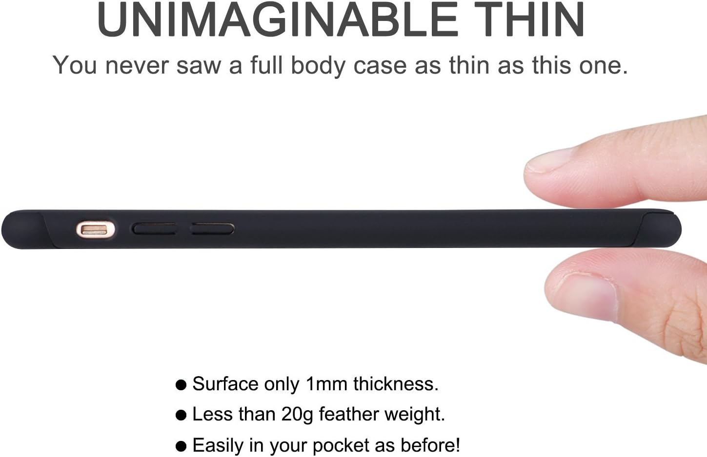 iPhone 6s Plus Case, VANSIN 360 Full Body Cover Ultra Thin Protective Hard Slim Case Coated Non Slip Matte Surface with Screen Protector for Apple iPhone 6 Plus & iPhone 6s Plus - Black