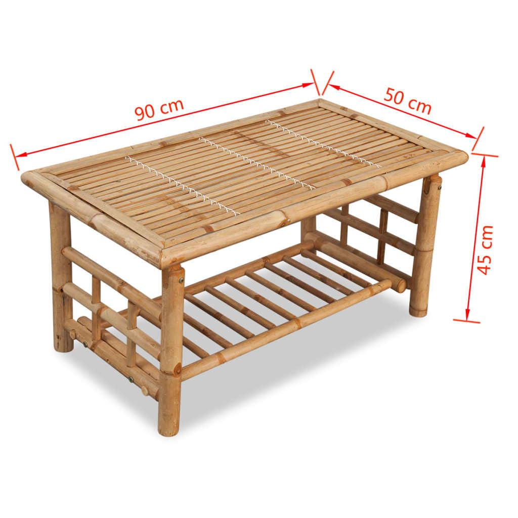 vidaXL Mesa de Centro 90x50x45 cm Bambú Mueble Auxiliar Mesita de Café