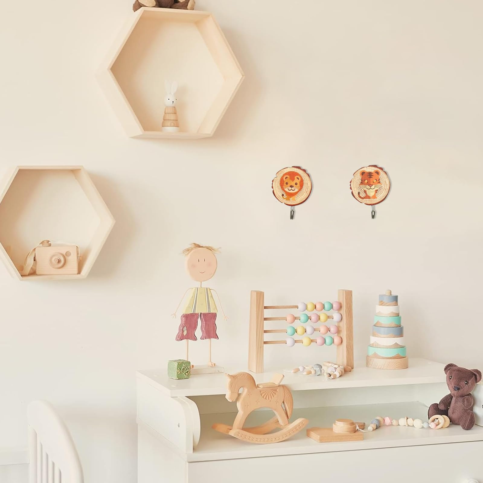 DAZZTIME Ganci Autoadesivi per Bambini 6 Pezzi Robusto Decorativi a Parete Senza Foratura Asciugamani Ombrelli Cappelli
