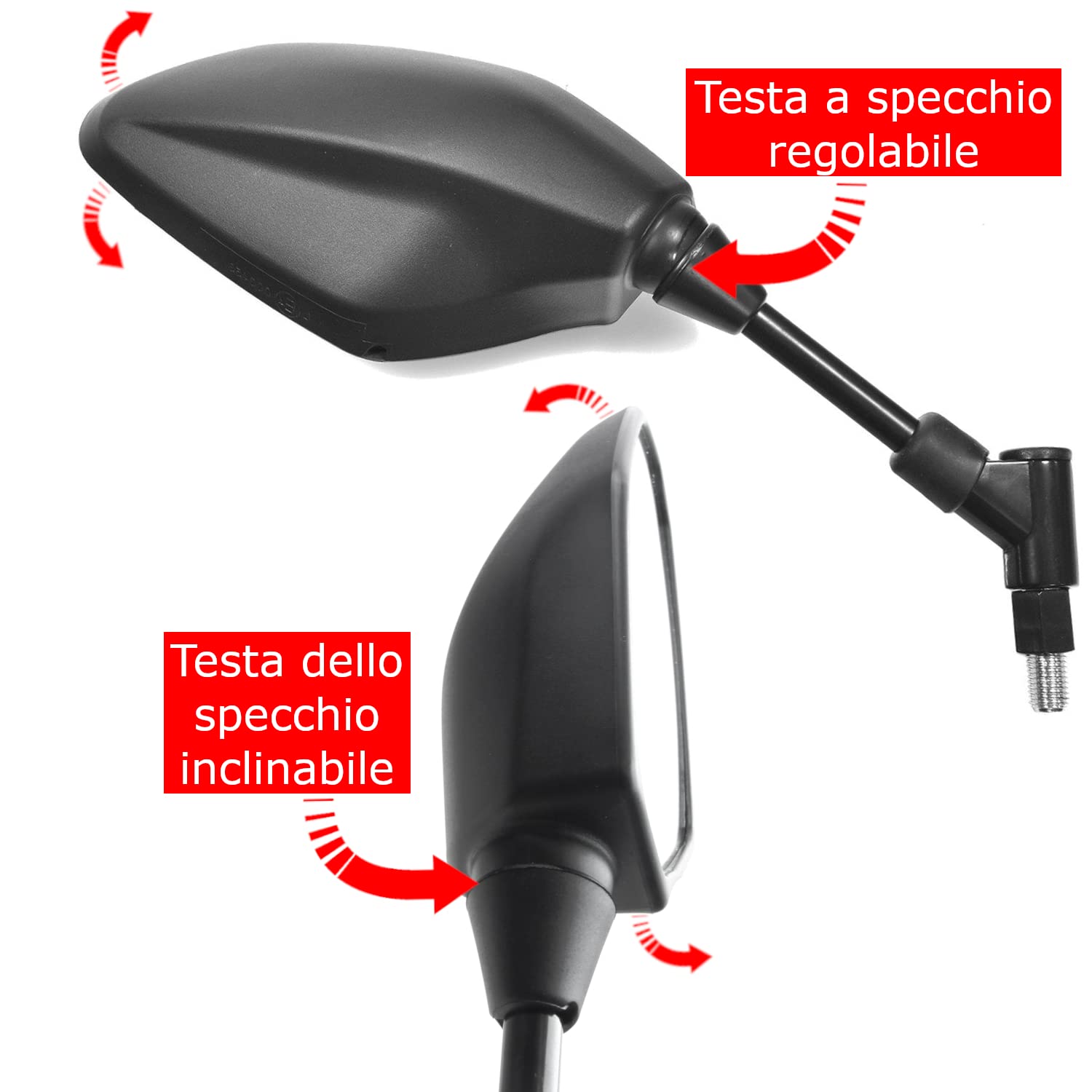 Set Specchietti Retrovisori Moto Area1 - Omologati E, Filettatura M10, Per R1300GS, MT-07, YZF E Altri Modelli - Foto 5