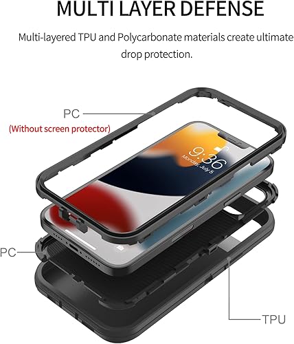 Miniatura 6 de Funda compatible con iPhone 13 Pro, protección contra caídas, cuerpo completo, resistente, a prueba de golpes, a prueba de polvo, militar,