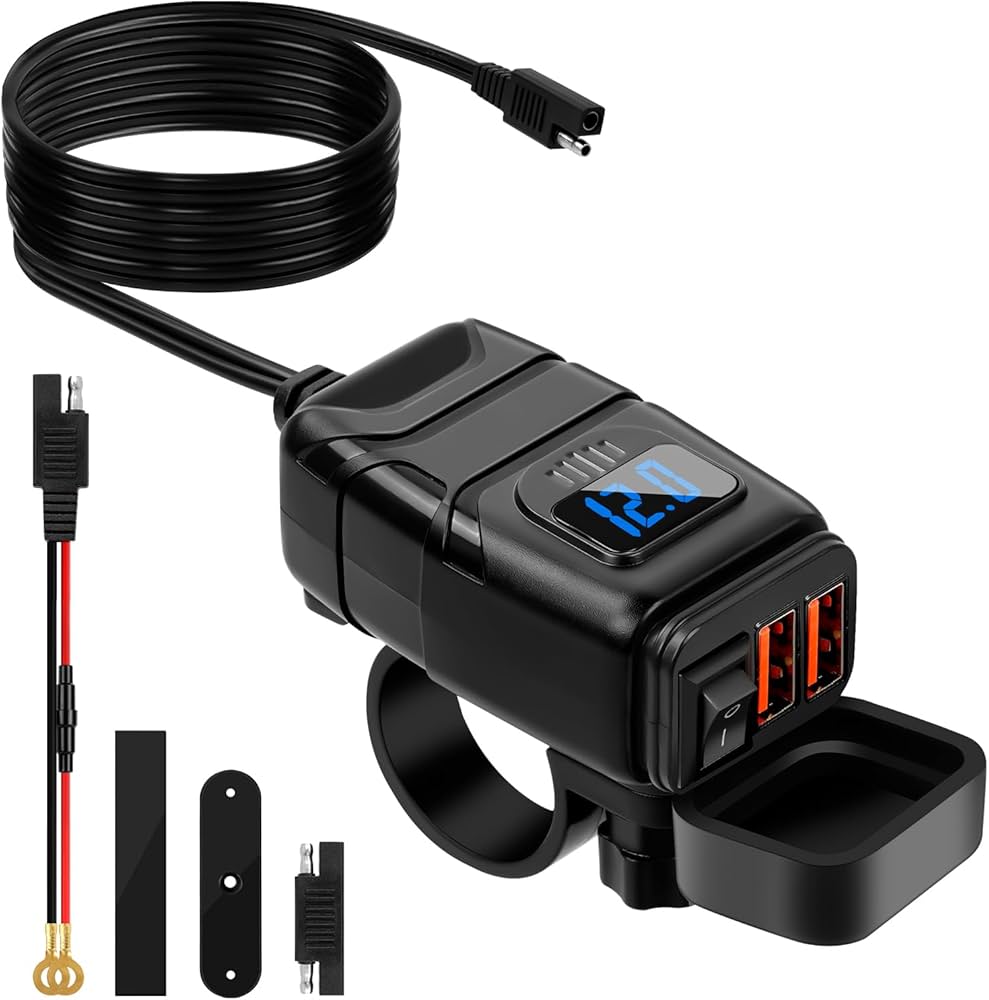 Alimentatore Universale Regolabile Adattatore Presa Accendisigari 12V Con Voltmetro E Amperometro - Caricabatterie USB Doppia Porta, Impermeabile IP67, Marca FXC Morsetto Batteria Auto - Foto 2