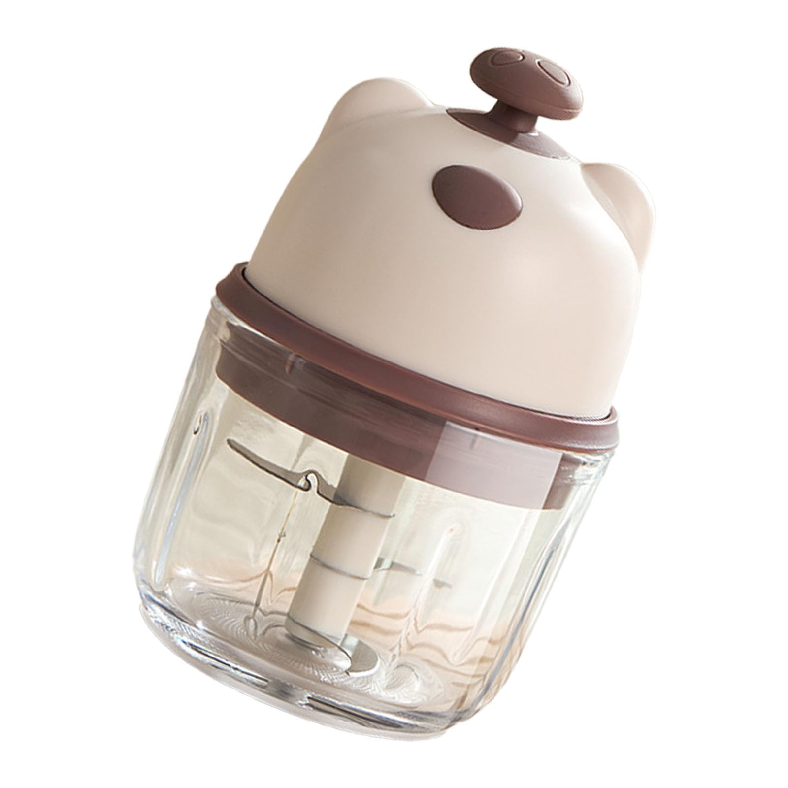 Procesador de alimentos portátil de 350 ml, 3 recipientes de vidrio inoxidables recargables para condimentos de ajo, molino eléctrico de plantas