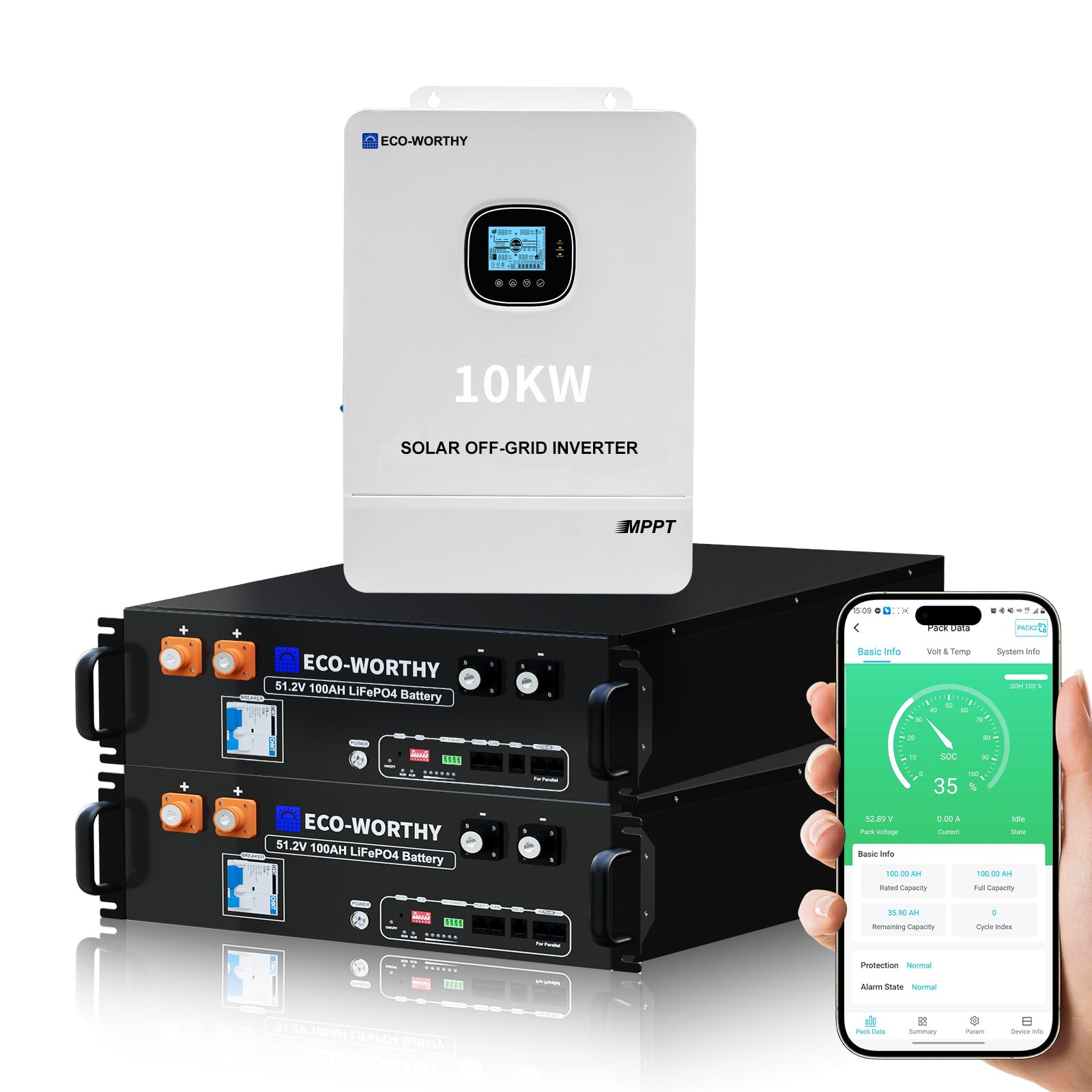 ECO-WORTHY Home Power Station Backup Power AC 10000W Output 10240Wh LiFePO4 Battery Support Communication Bluetooth and WiFi Fast