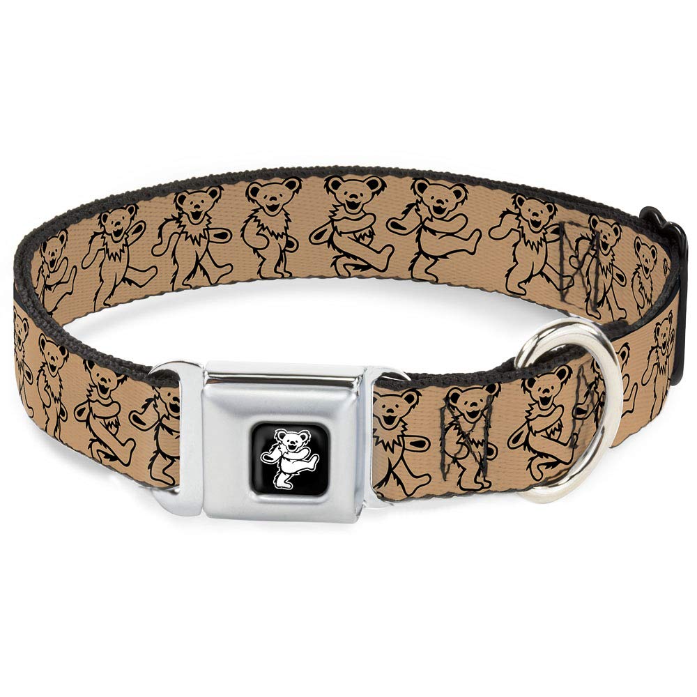 Buckle-Down Seatbelt Buckle Dog Collar - Dancing Bears Tan/Black - 1.5" Wide - Fits 18-32" Neck - Large