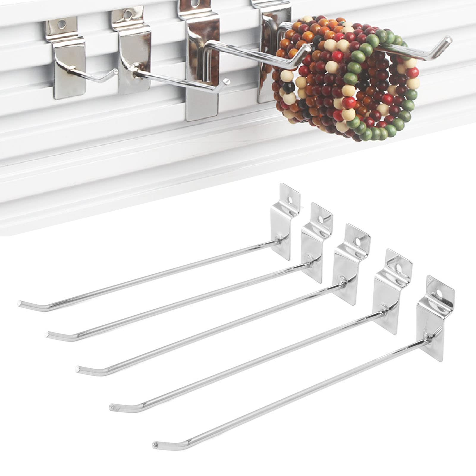 BAFOVY 50Pcs Supermarket Shelf Hook, Iron Strong Flat Tip Peg Board Hook, Slatwall Hanger, Attractive Display Organizer Panel for Home Tools