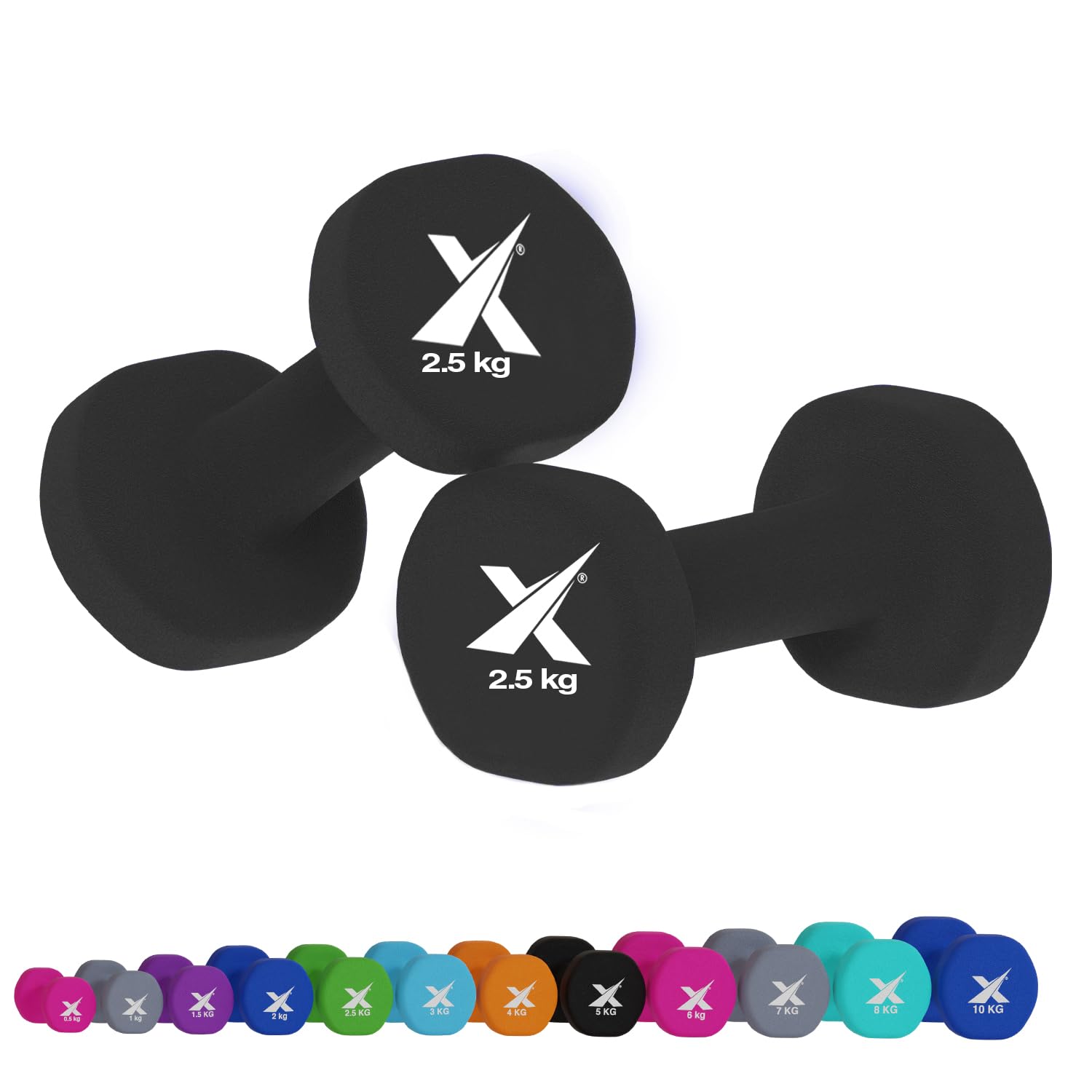 Xn8 Dumbbells Set Neoprene Coated Weights Dumbbells Set- Hand Weights for Home Gym, Pilates, Cardio, Training and Fitness- Anti Sweat Hex Dumbbells with Comfy Grip- 1-20kg Dumbbells Set Women Men