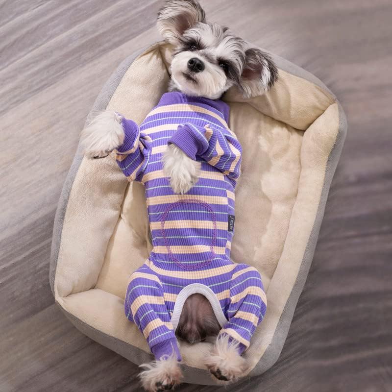 Image of Dog Surgery Recovery Suit for Small Dogs, 4-Legged Dog Onesie After Surgery with Back Snaps, Breathable Cotton Spay and Neuter Bodysuit for Female and Male Dogs