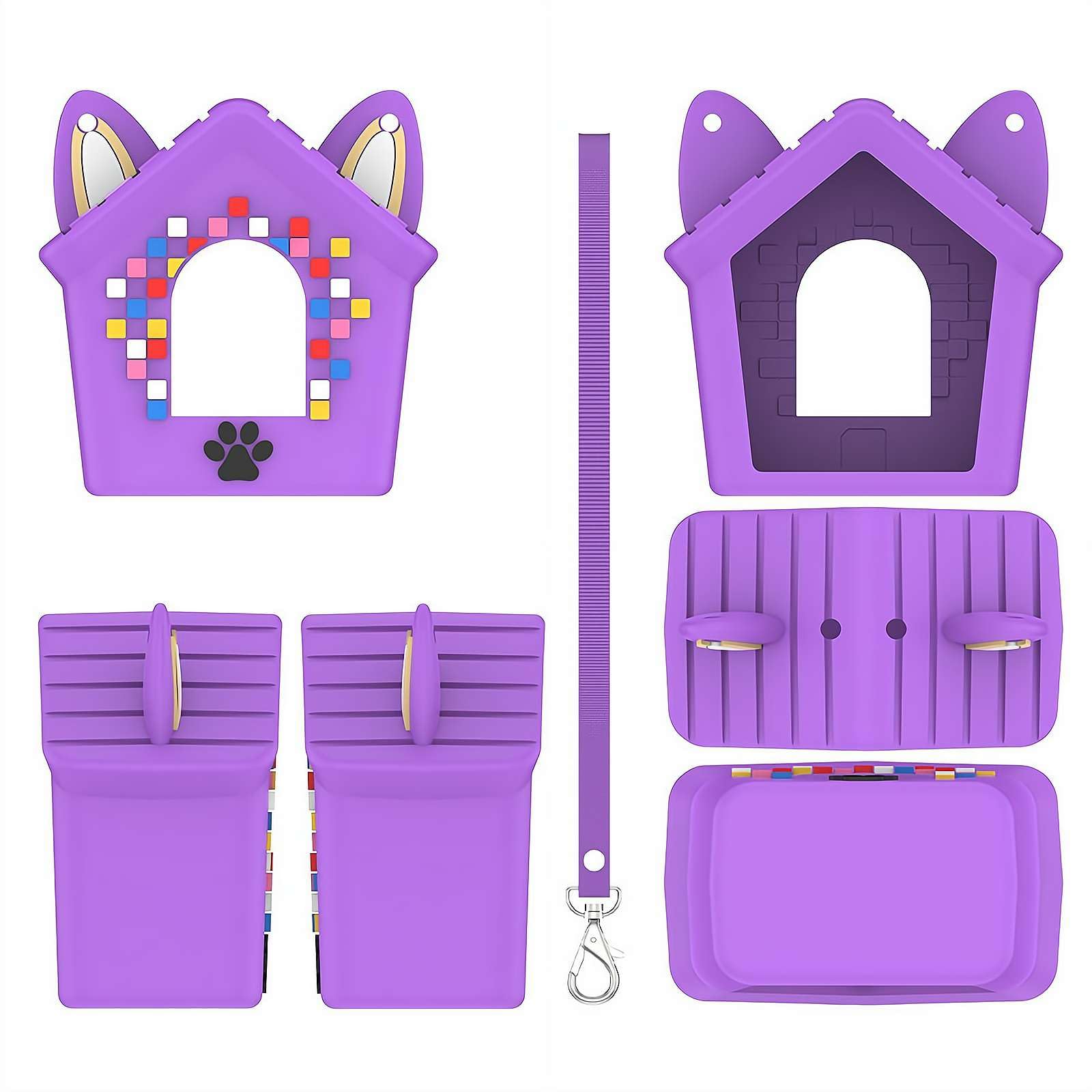 Silicone Case Compatible With Bitzee Doghouse – Shockproof Protective Cover With Lanyard, Dustproof & Washable Soft Skin for Interactive Digital Pet, Anti-drop Accessory (Purple)