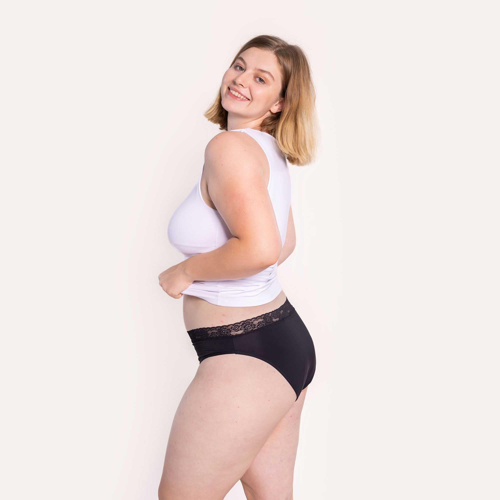 SELENACARE Periodenunterwäsche Classic (3er Multipack) - Menstruationsunterwäsche für Damen, waschbarer Slip, 100% vegan, nachhaltig, 25ml Aufnahme, Größe XL (44/46), schwarz