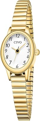 CIVO Small Gold Watches for Women: Vintage Analog Watch with Stainless Steel Expansion Band - Dainty Ladies Watch with Small Wrists - Gifts for Mom Wife Birthday Anniversary