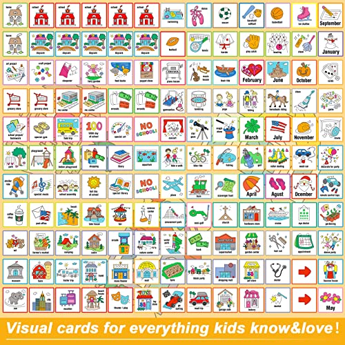 264 Piece Visual Schedule Cards - Daily Routine & Chore Chart for Autism, Toddlers & Kids - Wall Planner with Week Schedule & 299 Hook & Loop Dots - Image 7