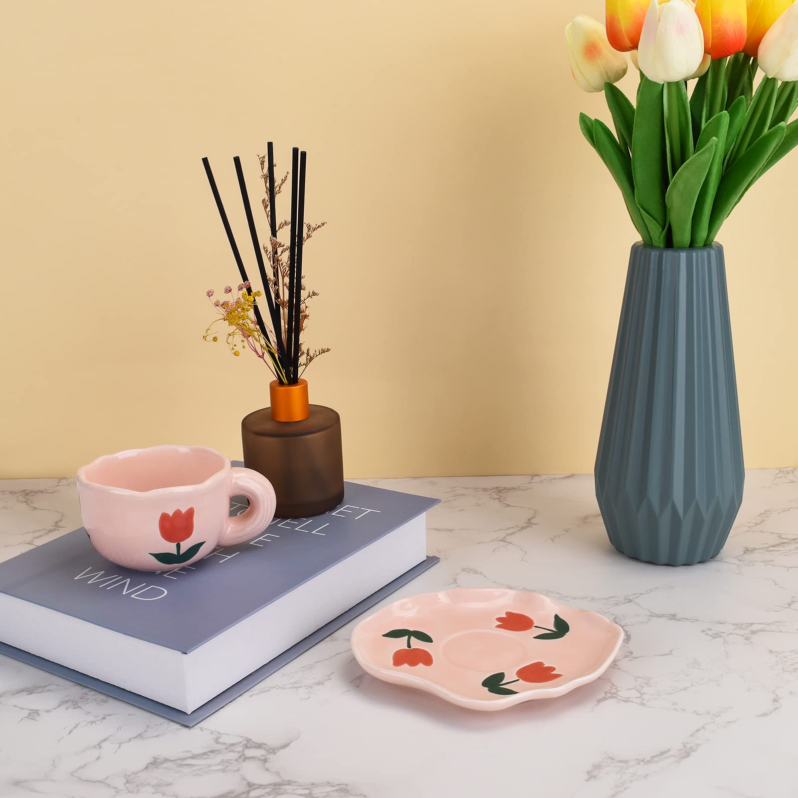 Koythin Ceramic Coffee Mug with Saucer Set - Image 4