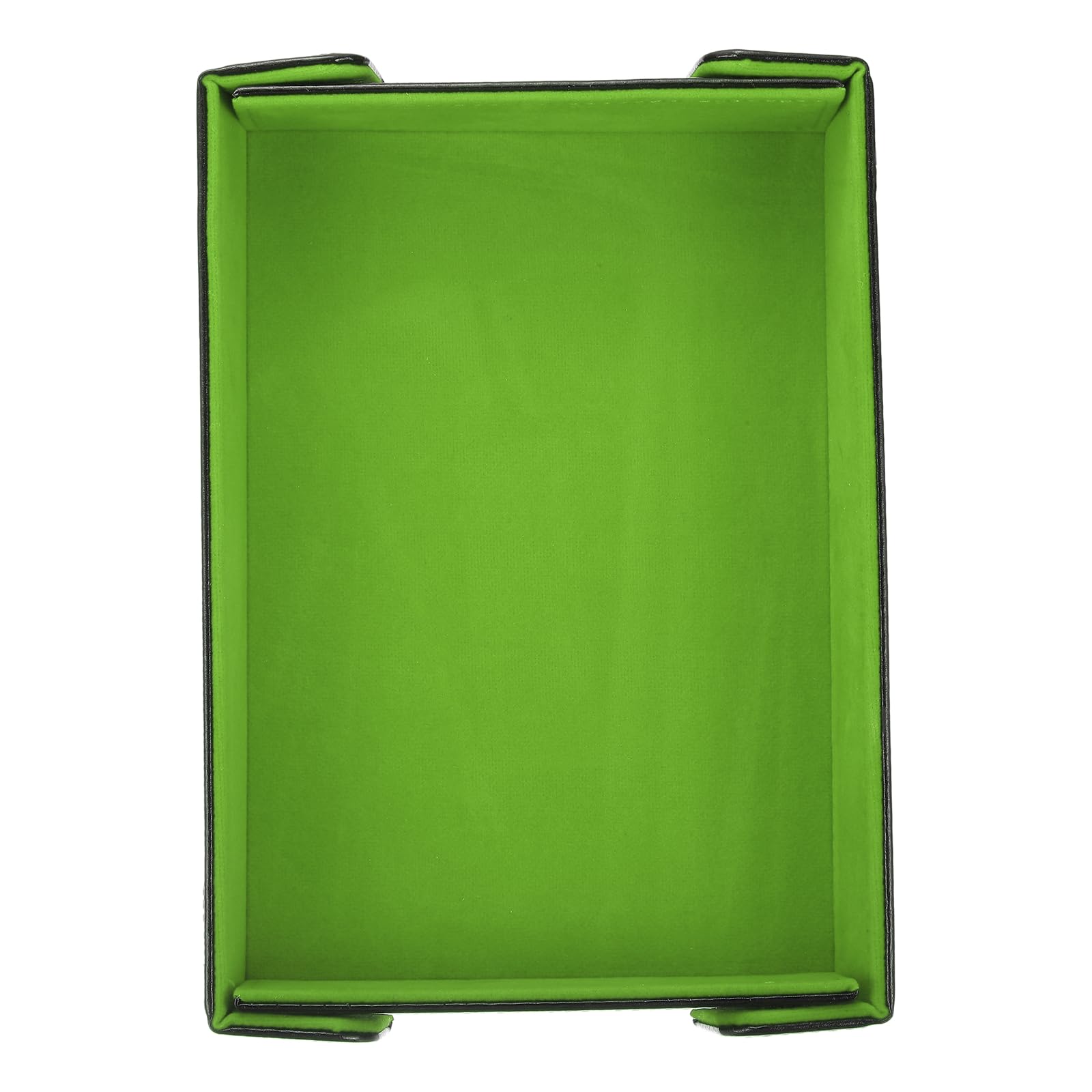 sourcing map Dice Tray PU Leather Felt Lining Mat Magnetic Folding Dice Rolling Tray Holder Rectangle Storage Box Perfect for DND Table Games & Entryway & Nightstand Organizer (Grass Green)