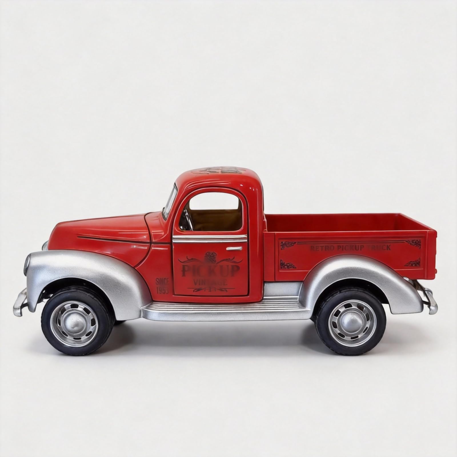 Mounteps Alloy Die Cast Pickup Truck Model Toy Car, Car Model with Realistic Details, Diecast Educational Toy & Home Office Desk Decoration (Red, Car Model)