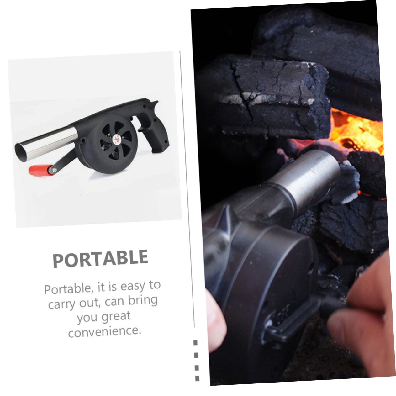 Yardwe Soffiatore a Mano per Barbecue Esterno, Ventilatore Portatile in ABS e Ferro, Comodo per Accendere Carbone e Campeggio all'Aperto