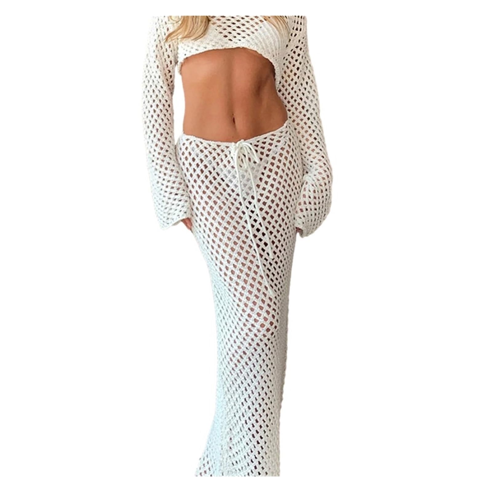 Paréo Ensemble Cache-Maillot Haut en Tricot à épaules dénudées et Jupe Longue for la Plage Piscine pour Piscine
