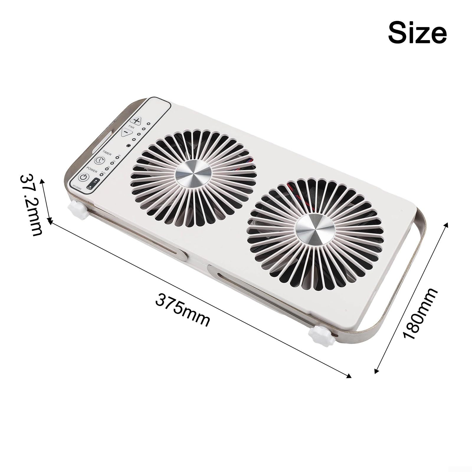 Ventola universale per lucernario RV 12 V DC cavo per roulotte campeggio ventola a doppia fila 4 livelli pieghevole da 37,5 a 58,9 cm sistema di raffreddamento bianco nero (bianco)