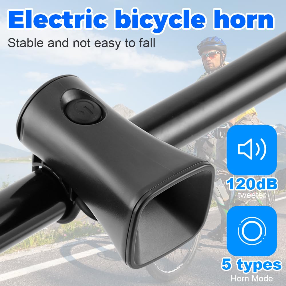 Campanello Bici Elettronico,Clacson Bicicletta Impermeabile da 120 dB con Suono Avviso per Manubrio da MTB Bici Strada