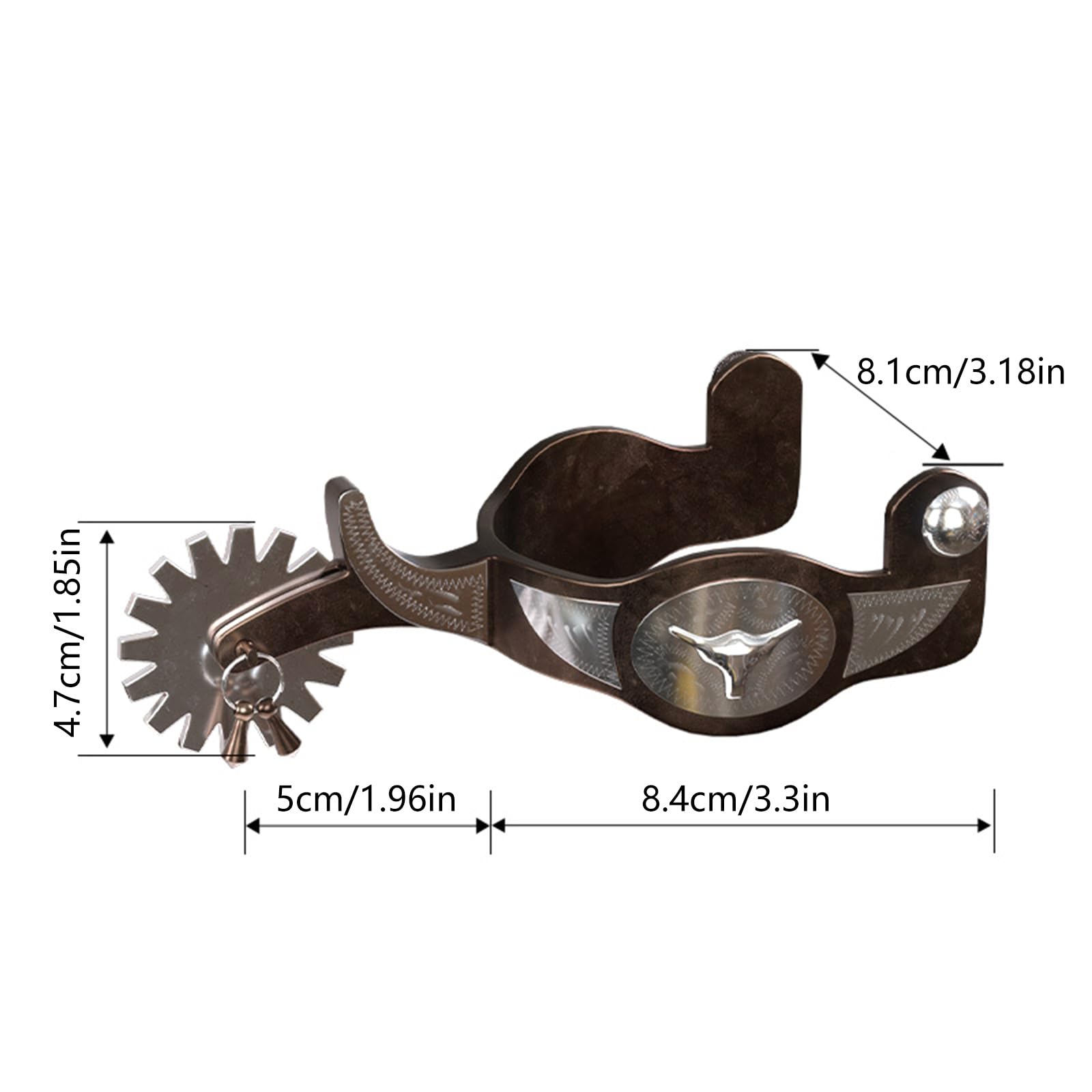 Éperon d'équitation avec rivets sécurisés et sculptures élégantes, convient pour l'entraînement, la compétition et les dressages