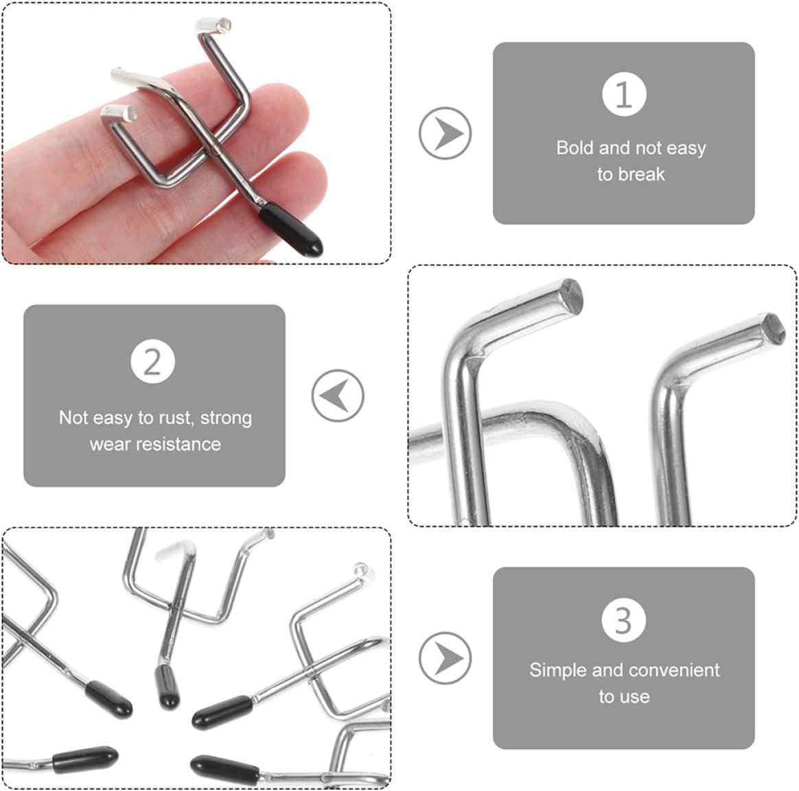 50pcs Pegboard Hooks for Home Garage Shop Utility Iron Utility Hooks Pegboard Hangers Easy Install