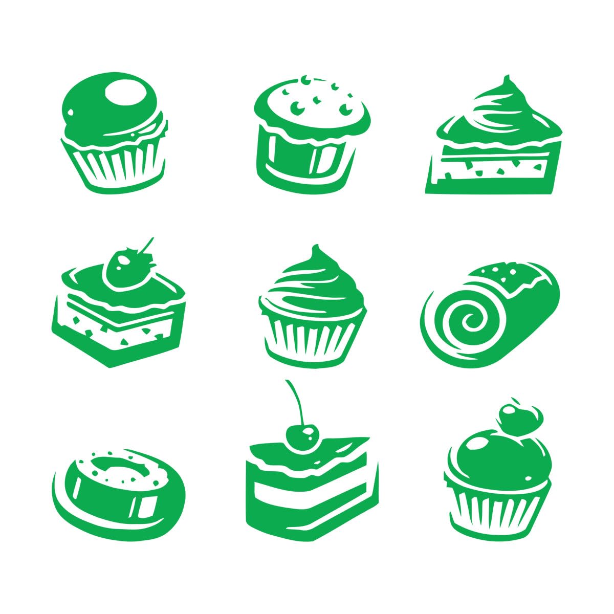 Muffins,Cupcakes,Cake, Sweets, Cafe, Dessert, Waffle,Fast Food,Food,Pastry, Wall Decal Window Sticker Interior Decor Mural Small - 42x42cm — image 1
