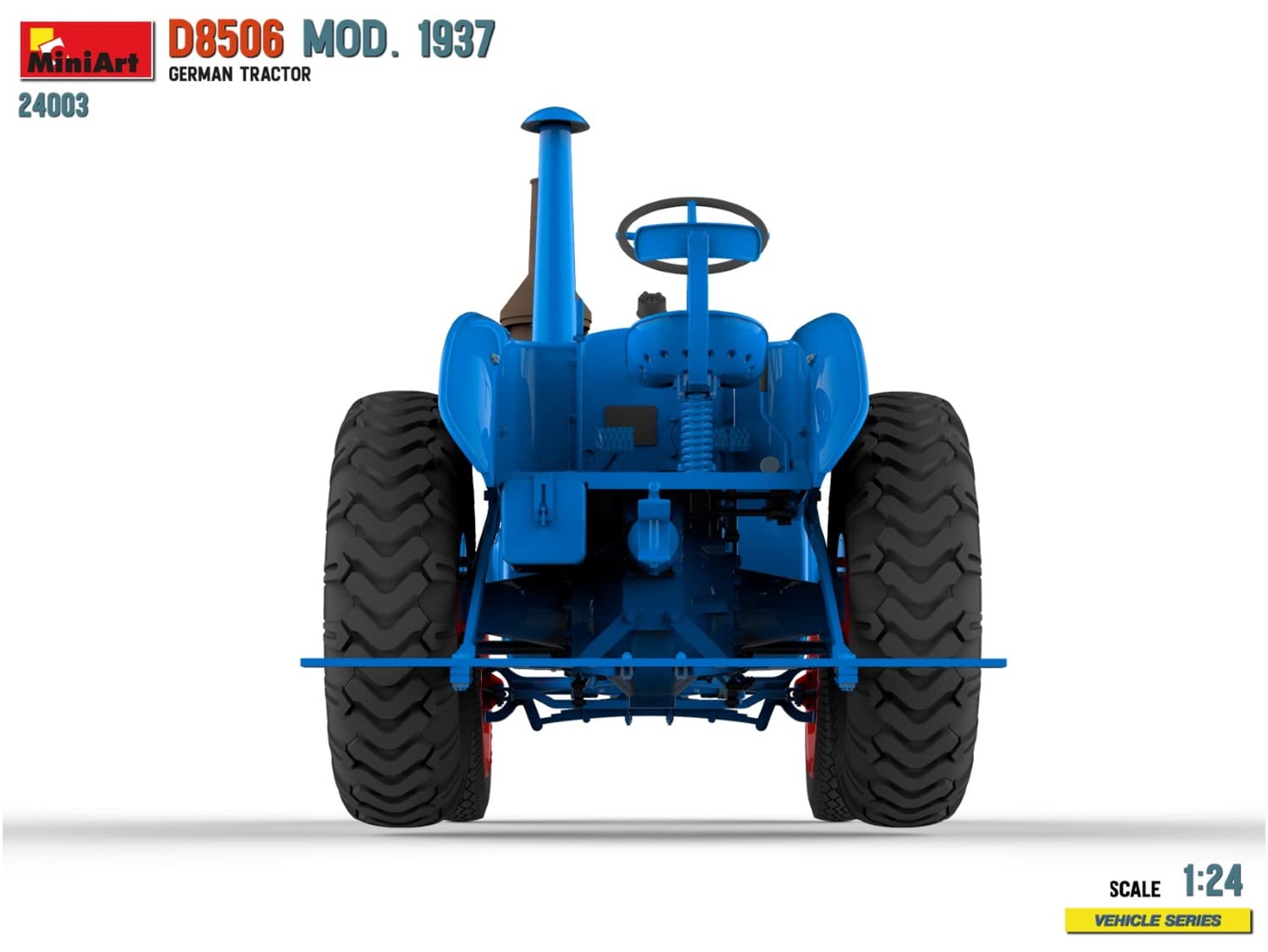 MiniArt 24003 1:24 Dt. Traktor D8506 Mod. 1937 - originalgetreue Nachbildung, Modellbau, Plastik Bausatz, Basteln, Hobby, Kleben, Modellbausatz, Zusammenbauen, unlackiert