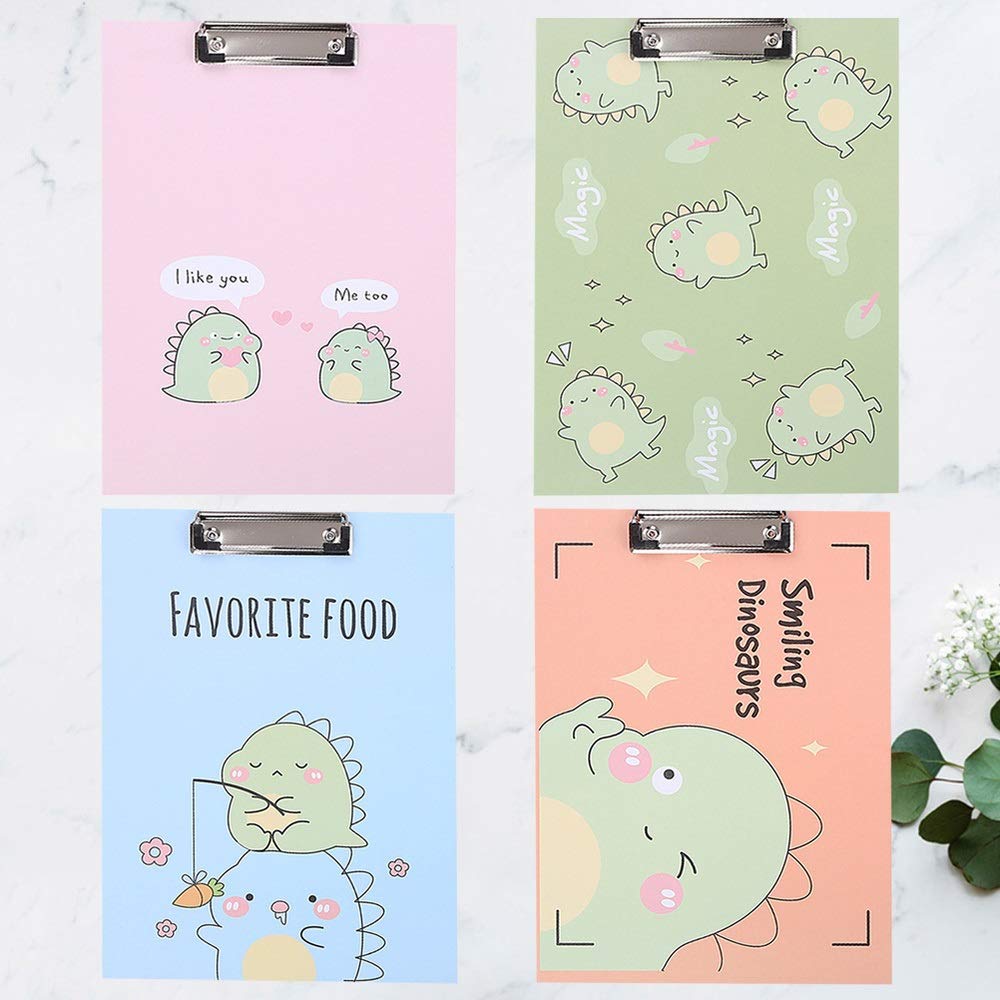 Zwischenablage für Bürobedarf 4Pcs A4 Cartoon Zwischenablage Profil Clip Hartfaser- Papierhalter Multifunktionsschreib Memo-Ordner for Schule-Büro Haltbarer Clip mit niedrigem Profil