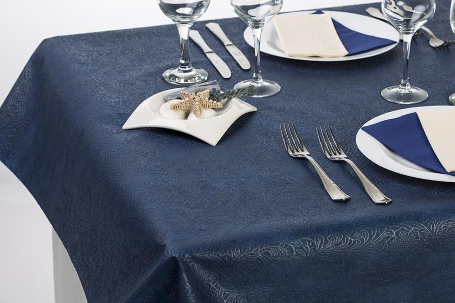 Novotex Plus Mantel Cortado 120x120 cm | Pack 100 uds | Tejido no Tejido Reforzado | Desechable, Resistente y Decorativo | Hostelería, Banquetes y restauración | Color Azul