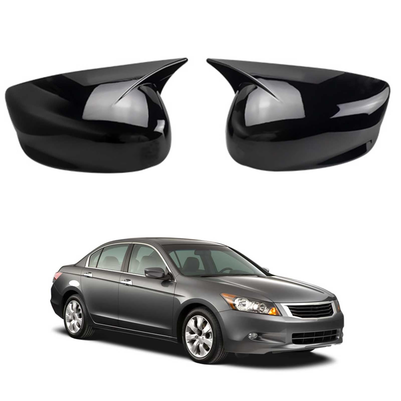 PAPEP Door Mirror Cover Caps for Accord 2008-2013, Left Right Side Wing Rearview Mirror Cover Lid 2 Pieces Exterior Styling Accessory,Glossy black