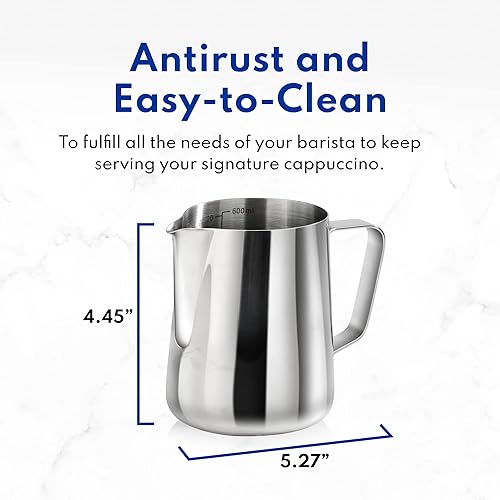 Miniatura 7 de New Star Foodservice 28812 - Jarra espumadora de acero inoxidable 188 de grado comercial 20 onzas plata