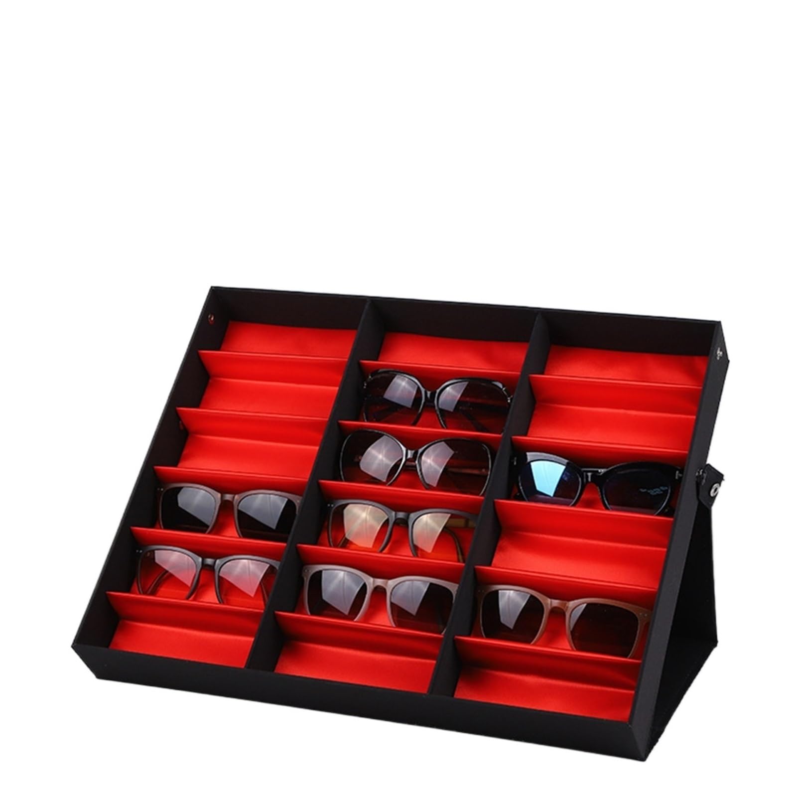 Sunglasses Organizer 18 Grids Eyeglass Display Box Showcase Sunglasses Case Tray Flannel Stand Rack For Women Men
