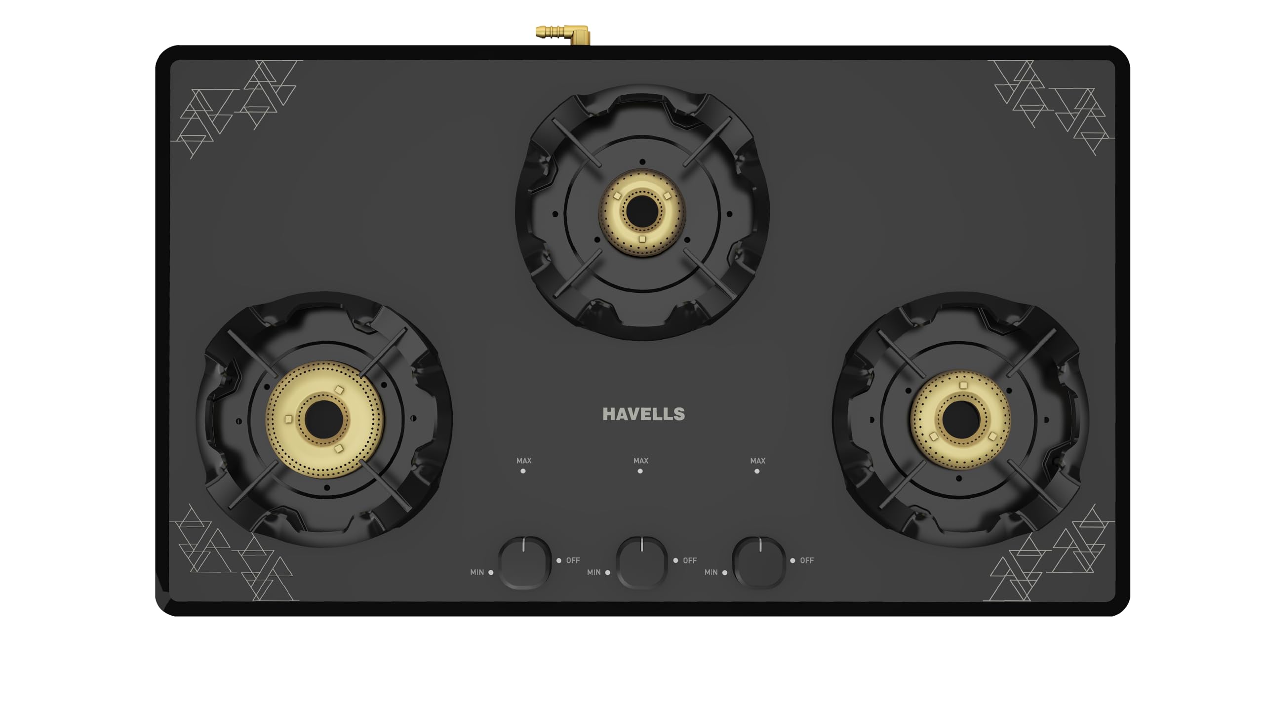 Havells Nucleus Toughened Glass-Top 3 Forged Brass Burner LPG Gas Stove | Removable Drip Tray | Soft Touch Knobs with 210° Rotation | 2 Years Comprehensive Warranty (Black)-image-36