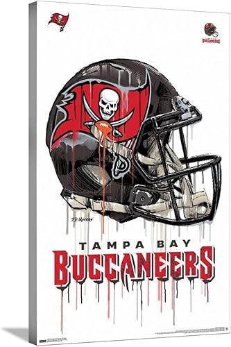 Trends International NFL Tampa Bay Buccaneers - Póster de pared con casco de goteo en el 20, 22.37 x 34.00 pulgadas, lienzo estirado