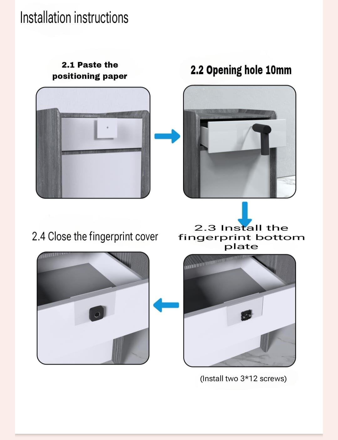 Smart Fingerprint|Biometric Wardrobe Lock for Cabinets, Wardrobe & Almirah for Home & Office | Finish- Black-Cabinet,Capacitive Fingerprint Access,Smart Lock for Cabinets and Drawers (3)